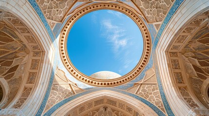 Obraz premium Intricate Ornate Archway Leading to a Blue Sky