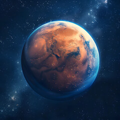 Obraz premium Planet Mars depicted in space with a starry background. Realistic style. Concept of space exploration and astronomy