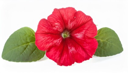 Petunia red on white background isolated. Beautiful flower.