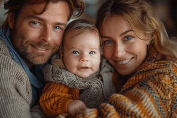 Parents Holding Newborn Crying Baby Boy at Home