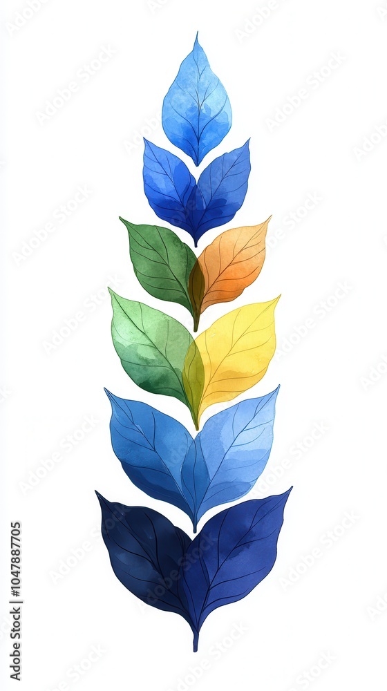 Canvas Prints Colorful Watercolor Leaves.