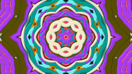 Abstract colorful psychedelic mandala kaleidoscope background pattern for a summer music festival
