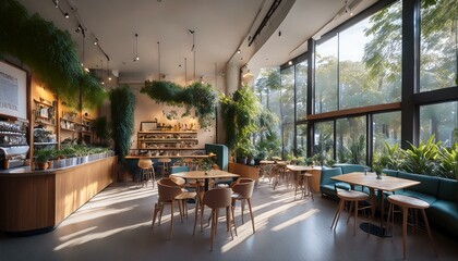 Fototapeta premium Plant cafes often feature local artisans and products. 