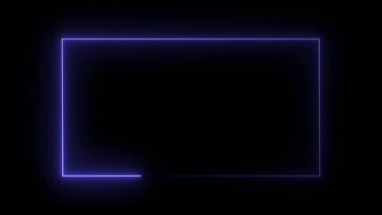 Neon Rectangle Border .Blue and pink neon rectangle frame. Black background 4k animation	