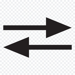 Data transfer arrows icon vector. Recycling, exchange, left and right and direction sing, up and down symbol arrow icon in transparent background. Vector illustration.