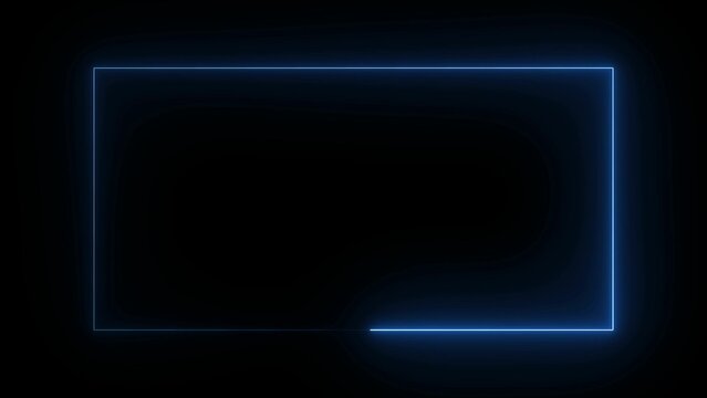 Abstract glowing neon rectangle border frame , Animation of glowing neon rectangles abstract background. Abstract neon light rectangle frame and seamless loop pattern animation.