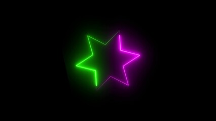 green and pink star on black background