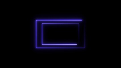 Fototapeta premium Neon Rectangle Border .Blue and pink neon rectangle frame. Black background 4k animation. abstract beautiful saber moving light frame