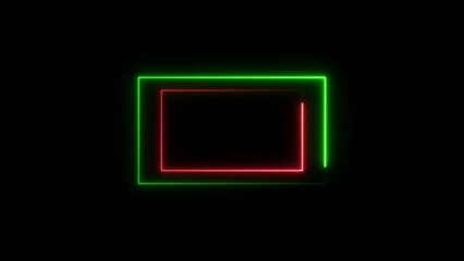  Neon Rectangle Border .Blue and pink neon rectangle frame. Black background 4k animation. abstract beautiful saber moving light frame
