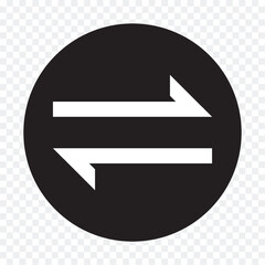 Data transfer arrows icon vector. Recycling, exchange, left and right and direction sing, up and down symbol arrow icon in transparent background. Vector illustration.