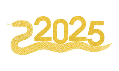Golden snake holding the number 2025