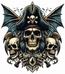 Fototapeta premium TRIBAL TATOO トライバル タトゥ 刺青 ドクロ 海賊