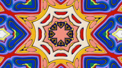 Colorful symmetrical abstract kaleidoscope background pattern for summer 