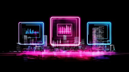 Obraz premium Futuristic Neon Data Visualization and Digital Information Analysis