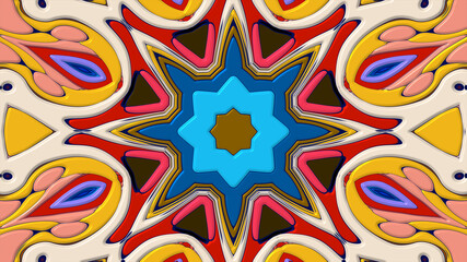 Colorful symmetrical abstract kaleidoscope background pattern for summer 