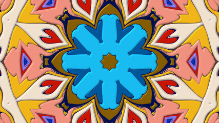 Colorful symmetrical abstract kaleidoscope background pattern for summer 
