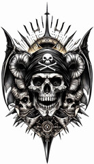 Fototapeta premium TRIBAL TATOO トライバル タトゥ 刺青 ドクロ 海賊