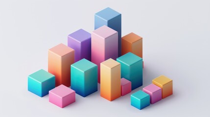 Obraz premium Abstract Arrangement of Gradient-Colored Cubes