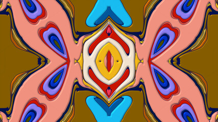 Colorful symmetrical abstract kaleidoscope background pattern for summer 