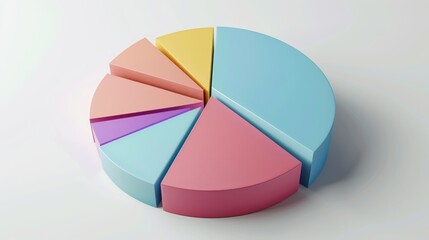 Obraz premium A 3D Pie Chart with Six Colorful Segments