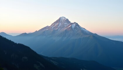 Fototapeta premium Majestic mountain peak at sunrise