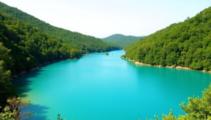  Enchanting lake nestled amidst verdant mountains