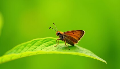 Obraz premium Natures beauty in focus A bee on a leaf