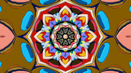 Colorful symmetrical abstract kaleidoscope background pattern for summer 