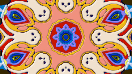 Colorful symmetrical abstract kaleidoscope background pattern for summer 