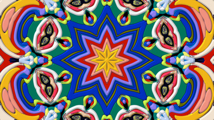 Colorful symmetrical abstract kaleidoscope background pattern for summer 