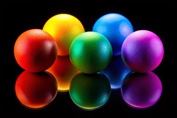 "Vibrant Five Color Spheres - Silhouette Style"