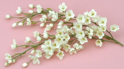 Obraz premium Delicate White Flowers on Soft Pink Background