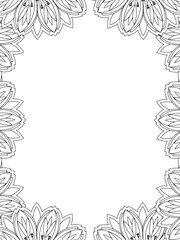 Obraz premium All these designs are hand-drawn and unique Flower Border is a Beautiful black-and-white illustration for aadult coloring book, This is a printable Beautiful Zentangle Coloring page for KDP Interior,