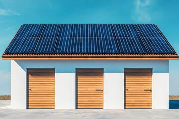 Fototapeta premium Electric car charging, solar panels, sustainable urban environment