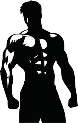 bodybuilder black and white silhouette illustration
