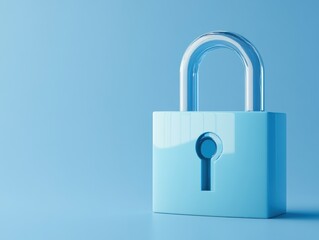 Naklejka premium A blue padlock on a light blue background.