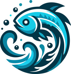 logo aggressive fish vector, illustration