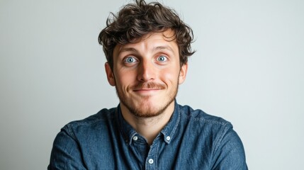 Obraz premium Smiling Young Man with Blue Eyes