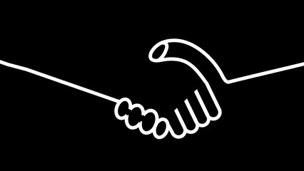 glowing neon Handshake icon animation with black background. business handshake
