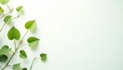 Fototapeta premium Fresh and vibrant green leaves against a clean white background