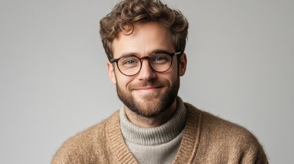 Obraz premium Smiling Man in Cozy Sweater