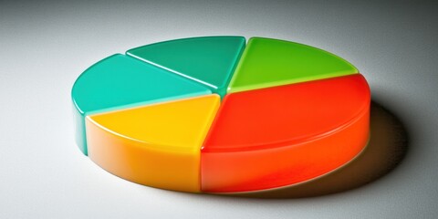 Fototapeta premium A colorful pie chart divided into five sections, showing data visualization.