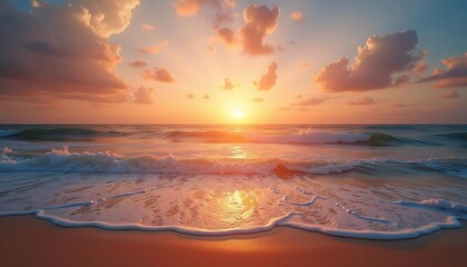 Fototapeta premium Sunset on the beach a serene moment captured