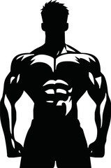 Fototapeta premium bodybuilder black and white silhouette illustration