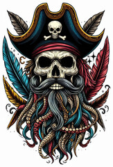 Obraz premium TRIBAL TATOO トライバル タトゥ 刺青ドクロ 海賊