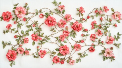 Fototapeta premium Delicate Floral Arrangement with Pink Blossoms and Vines