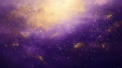 Fototapeta premium A beautiful purple sky with a lot of stars and a gold line. The sky is a deep purple color, and the stars are scattered throughout the sky in various sizes and positions