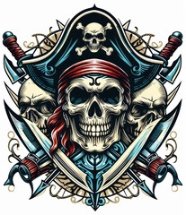 Fototapeta premium TRIBAL TATOO トライバル タトゥ 刺青ドクロ 海賊