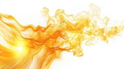 Abstract design with warm yellow hues and soft glowing sun flares, evoking summer warmth, isolated on white