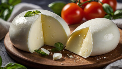 Cheese texture. A detailed image of fresh mozzarella cheese.